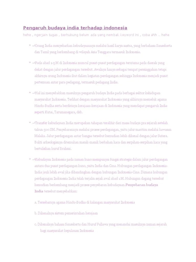 Pengaruh Budaya India Terhadap Indonesia | PDF