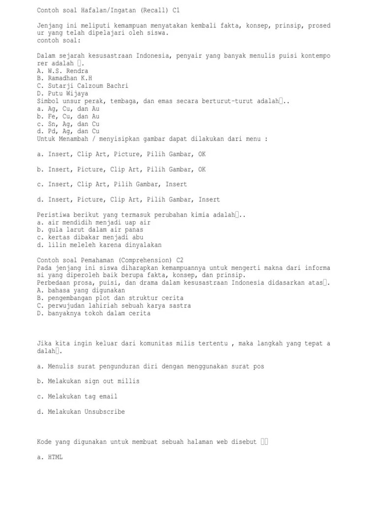 Postingan ini melanjutkan postingan saya sebelumnya yaitu road to pt pamapersada nusantara. Contoh Soal C1 C6 Pdf
