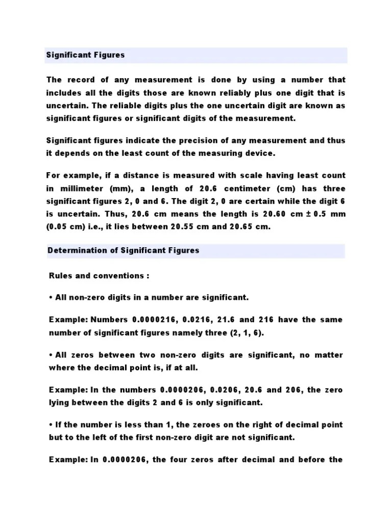 Significant Figures | PDF | Accuracy And Precision | Observational Error