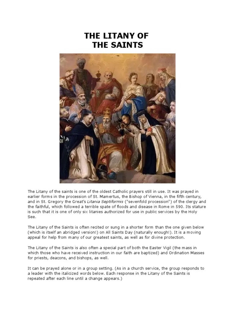 The Litany Of Saints | PDF | Mass (Liturgy) | Mercy
