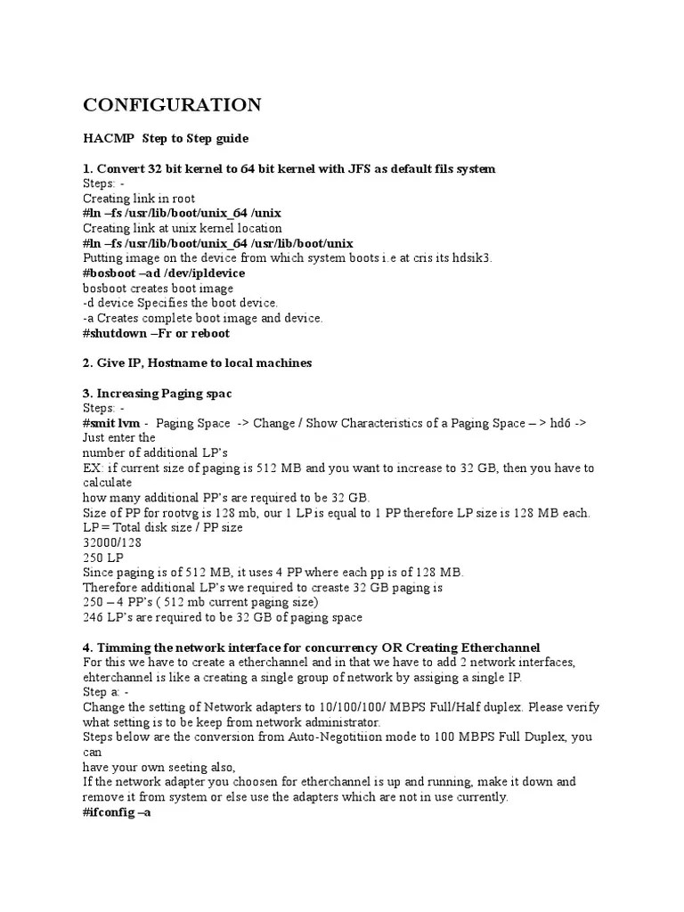 HACMP Configuration In AIX | PDF | Network Topology | Computer Cluster