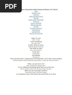 We can't be by ourselves · it's the way that you prey. Lirik Lagu Dan Terjemahan Adele Lainnya Di Album Pdf