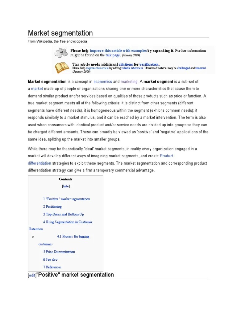 Market Segmentation: Please Help By Expanding It. Further Information ...
