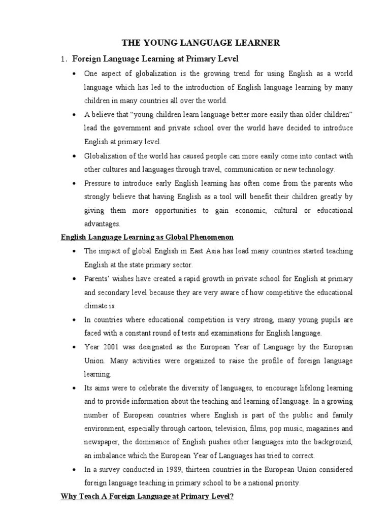The Young Language Learner | Download Free PDF | Foreign Language ...