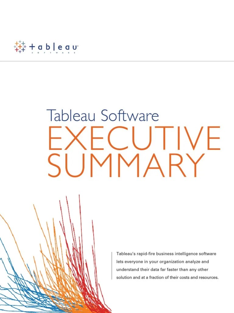 Tableau Executive Summary Pdf Business Intelligence Data