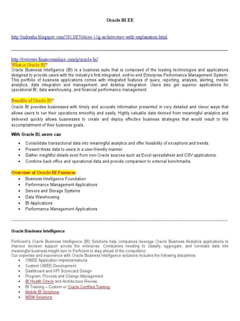 Oracle BI EE | PDF | Business Intelligence | Oracle Database