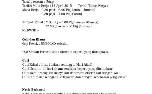 Contoh surat rasmi berhenti kerja bahasa melayu dan bahasa inggeris. Contoh Surat Menerima Tawaran Kerja Otosection