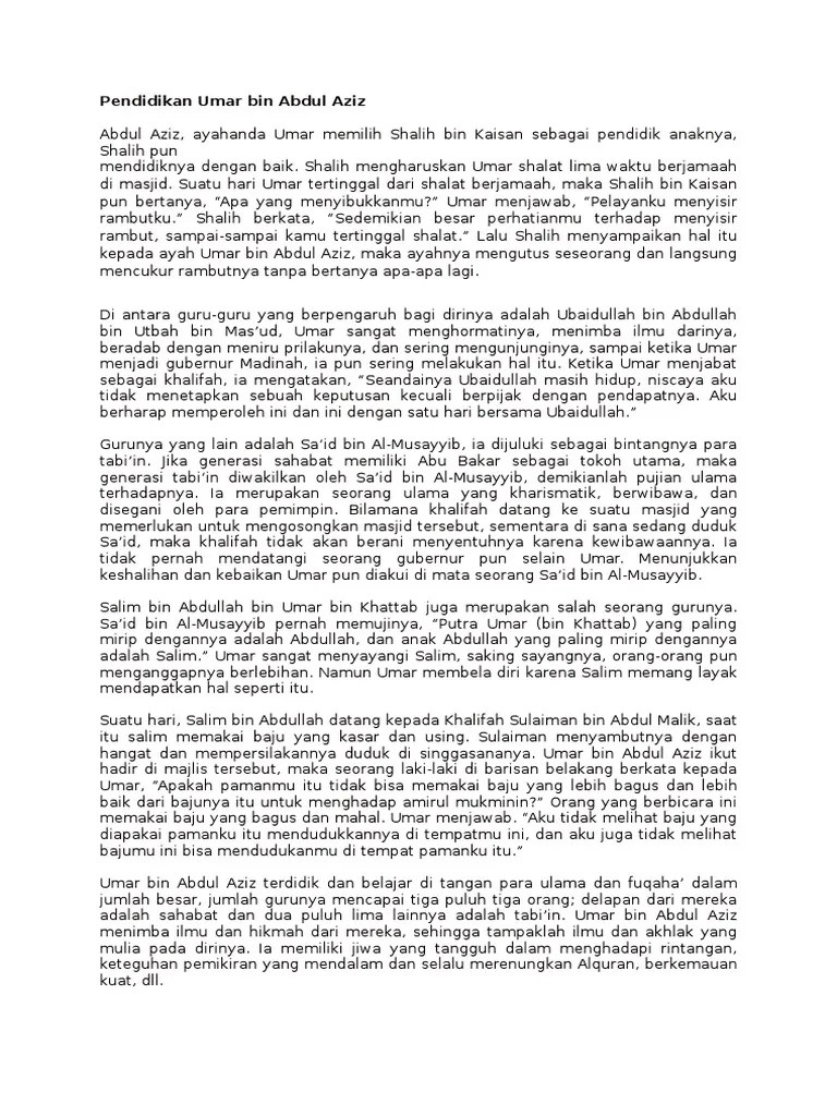 Pendidikan Umar Bin Abdul Aziz | PDF