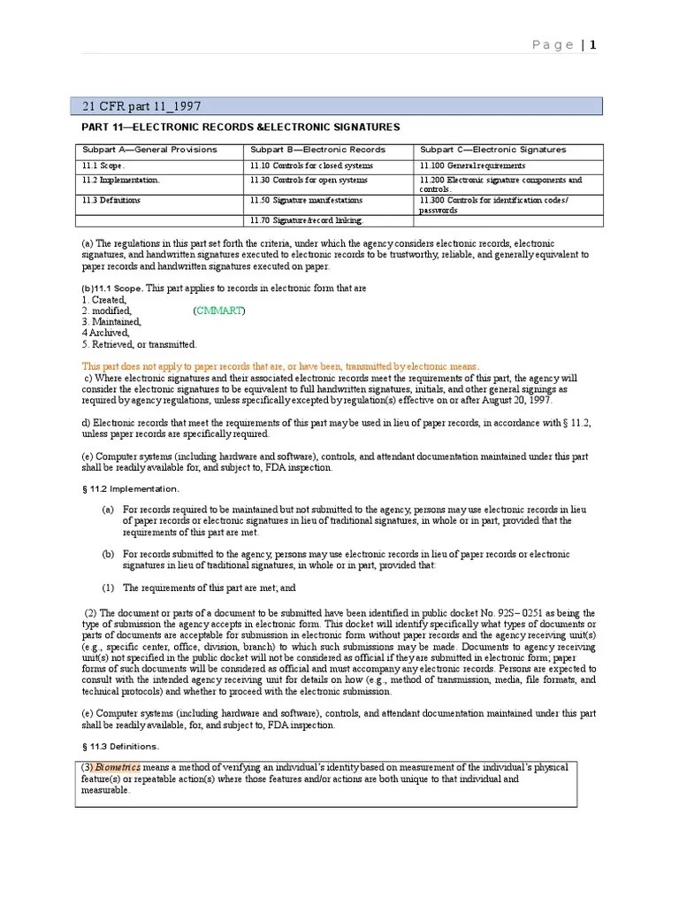 21 CFR Part 11 - 1997 - 2003 | PDF | Verification And Validation ...