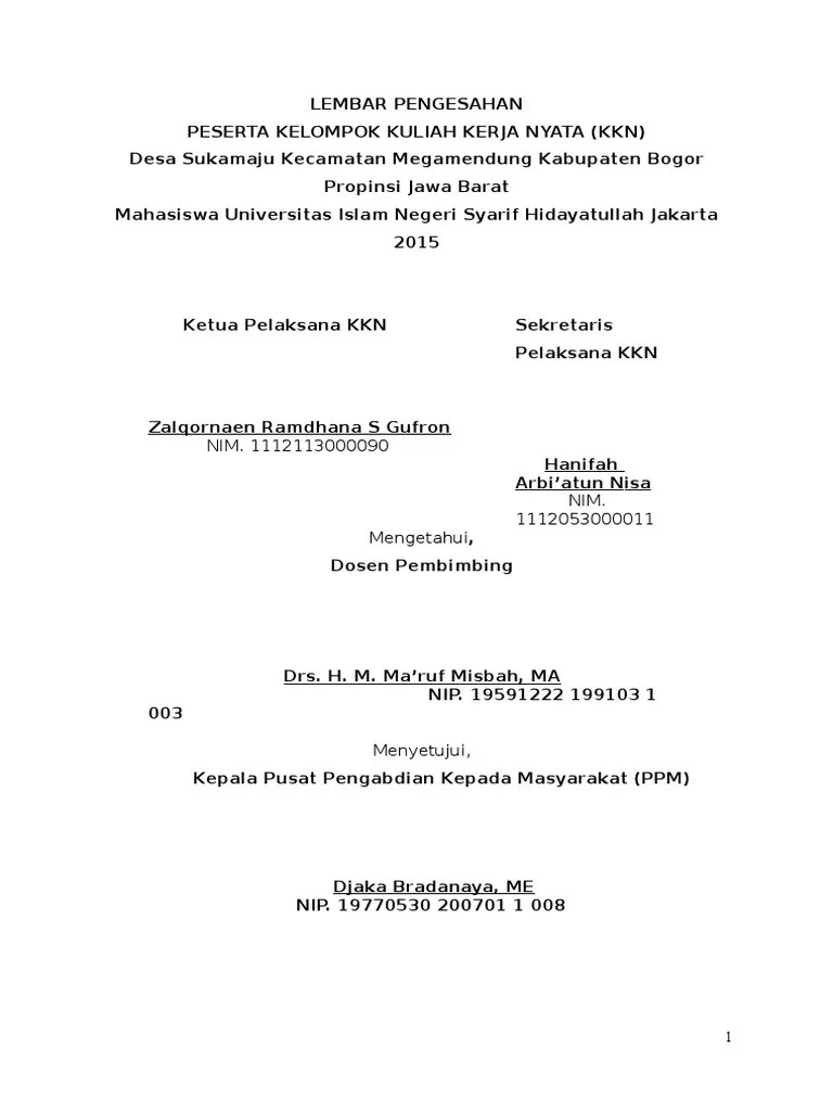 Proposal penggalangan dana untuk karang taruna. Lembar Pengesahan Proposal Kkn Pdf