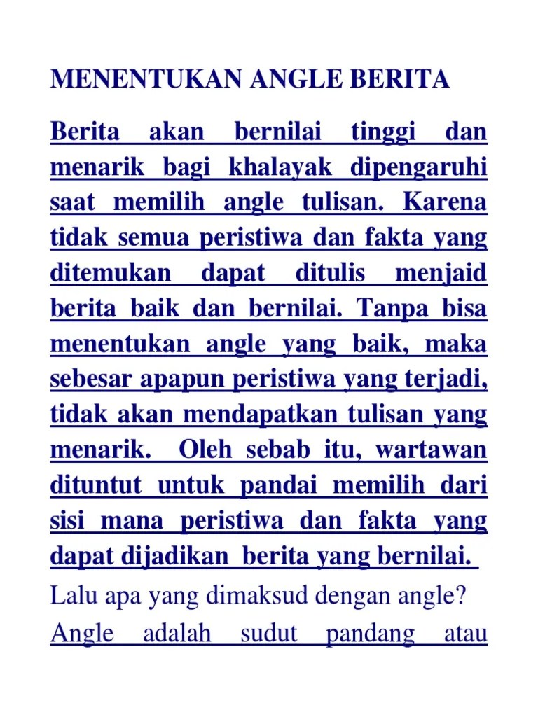 Menentukan Angle Berita | PDF