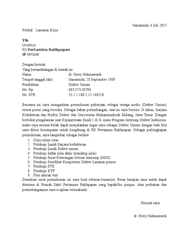 Berdasarkan hasil job deskripsi dan job spesifikasi di hasilkan bahwa rumah sakit haji jakarta membutuhkan perawat dengan sfesifikasi sebagai berikut : Surat Lamaran Kerja Rumah Sakit Pdf