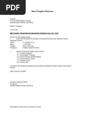 You have just read the . Memo Panggilan Mesyuarat Pdf
