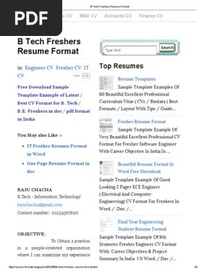 Maybe you would like to learn more about one of these? B Tech Freshers Resume Format Resume Java Server Faces