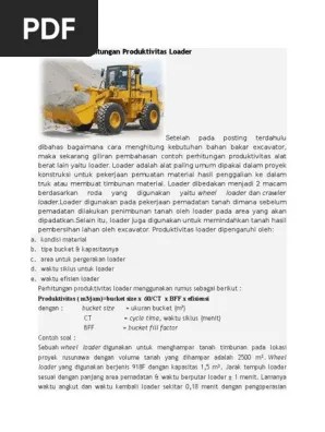 Pengukuran produktivitas melalui pendekatan rasio output per input adalah pengukuran yang . Contoh Soal Perhitungan Produktivitas Loader Pdf