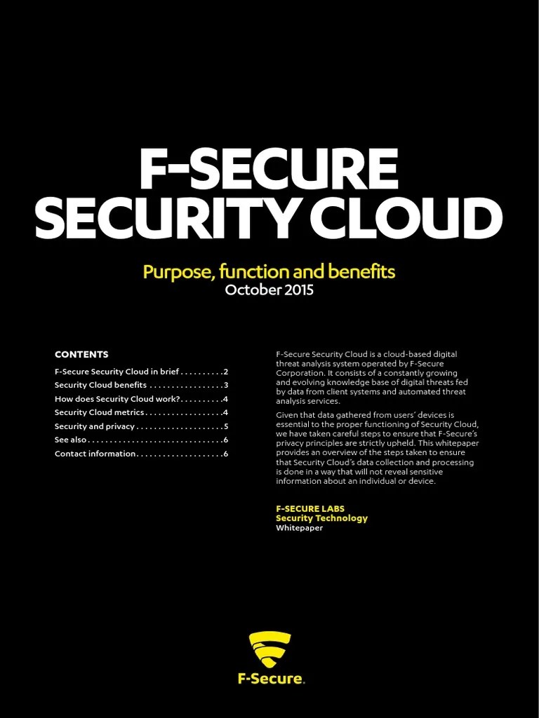 F-Secure Security Cloud: Purpose, Function And Benefits | PDF | Cloud ...