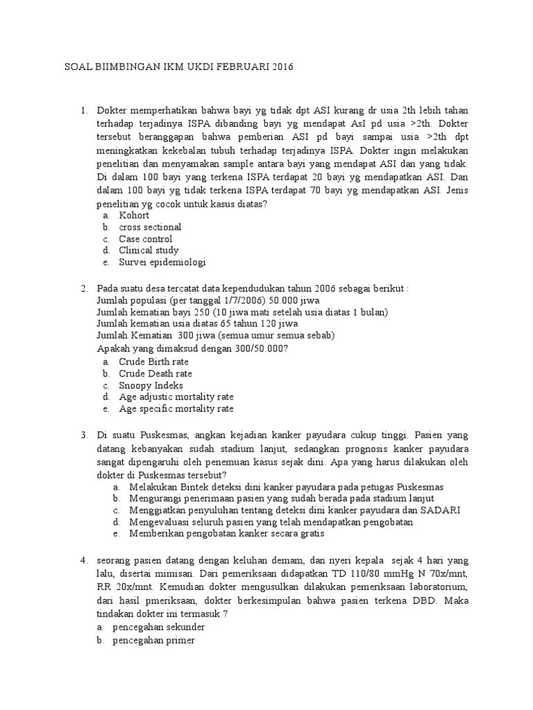 Cm, stridor, nadi 100kali/menit.rr 60 kali/menit. Soal Biimbingan Ikm Ukdi Februari 2016 Pdf