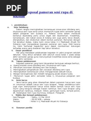 Contoh Proposal Pameran Seni Rupa Di Sekolah Contoh Proposal Kegiatan Sekolah Pameran Seni Rupa Bagi kalian yang aktif di keorganisasian di sekolah tentu sering mengadakan kegiatan untuk mengisi waktu luang.