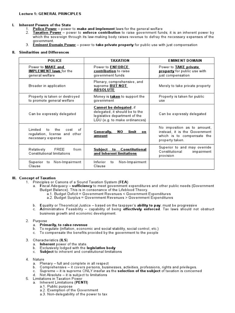 Lecture 1 - General Principles | PDF | Taxation In The United States | Taxes
