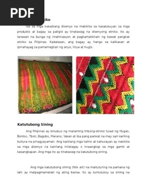 Ano ang ipinakikita ng mga larawan? Disenyong Etniko Pdf