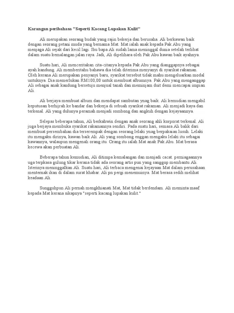 Kartu merah yang mengenai kawanku. Karangan Peribahasa Kacang Lupa Kulit Pdf