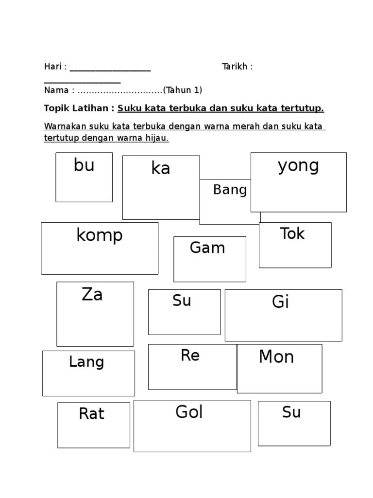 Latihan Bahasa Melayu Tahun 1 Suku Kata Pdf : Suku Kata Bahasa Melayu Tahun 1 1 Mari Belajar Bahasa Melayu Tahun 1 Jimmyblogbanks