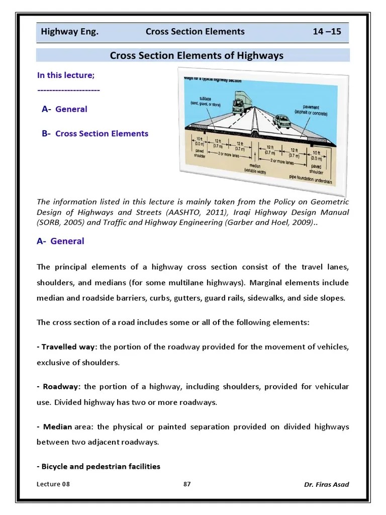 Lec 08 Highway Engineering Cross Section Elements Pdf Lane Road