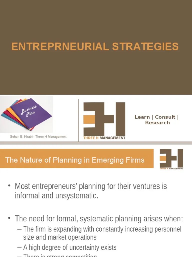 Entrepreneurial Strategies | PDF | Strategic Management | Entrepreneurship
