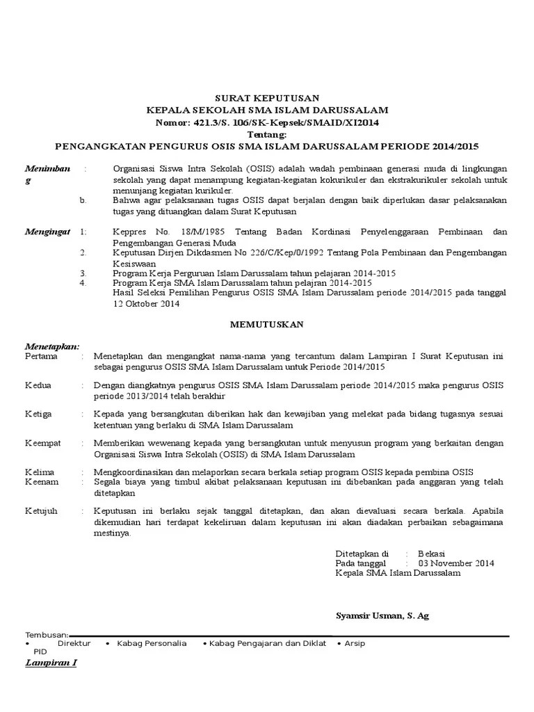 Surat Keputusan Osis Pdf 