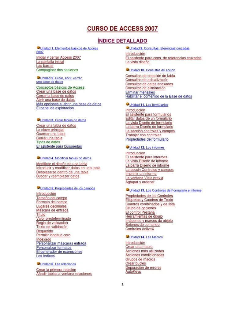 Manual De Microsoft Access 2007 Español | PDF | Point And Click | Tabla ...