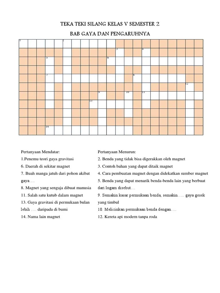 Ulangan harian tema 6 kelas 5 semester 2 by anisykurlillah. Teka Teki Ipa Kelas 5 Sd Semester 2 Pdf