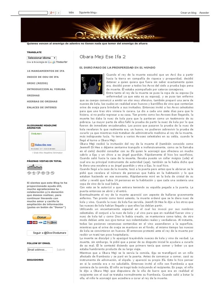 Olodumare - Obara Meji Ese Ifa 2 | PDF | Santeria | Religión Y Creencia