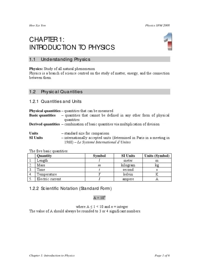 Chapter 1 | PDF | International System Of Units | Quantity