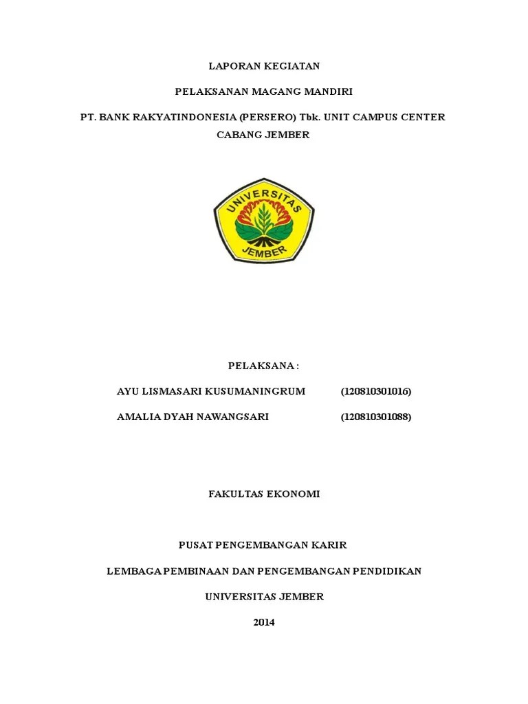 Semoga laporan pkl ini dapat bermanfaat bagi pembaca dan pihak yang memerlukan untuk pengembangan ilmu. 32 Contoh Judul Laporan Pkl Di Bank Info Dana Tunai