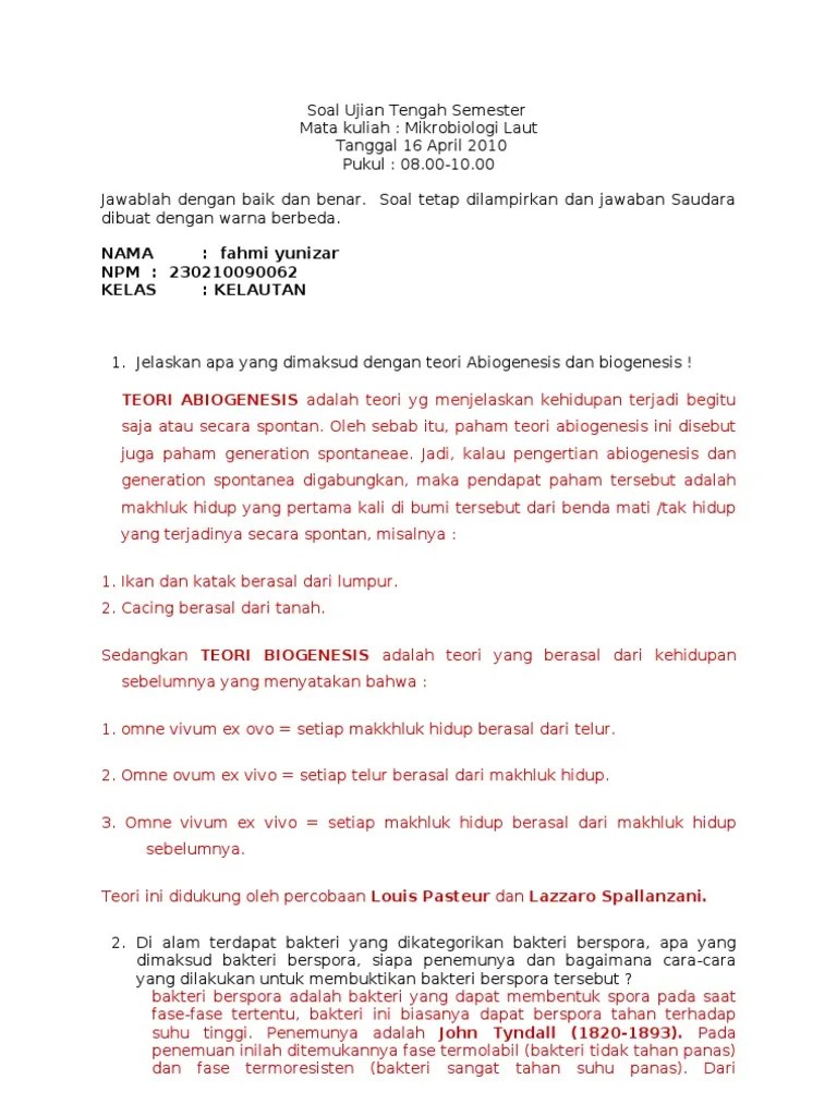 SoalUTSMikrobiologiLaut-1 FAHMI YUNIZAR 230210090062 | PDF