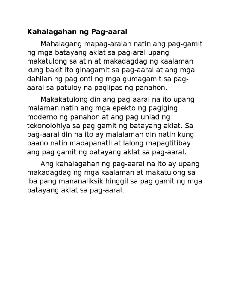 Bahagi Ng Pananaliksik Layunin At Kahalagahan Ng Pag Aaral Brainly