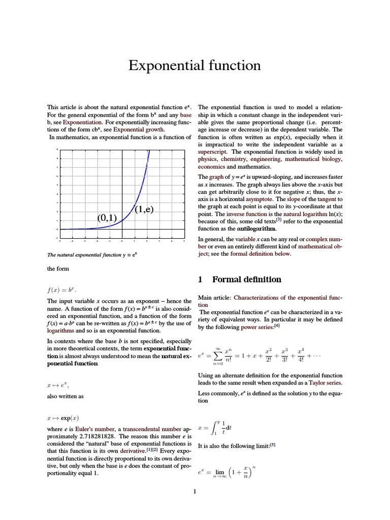 Exponential Function | PDF | Exponential Function | Exponentiation