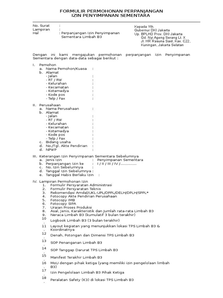 Formulir Permohonan Perpanjangan-Tps | PDF