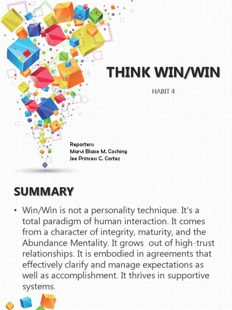 Think Win Win (7 Habits Of Highly Effective People) | Evaluation | Epistemology