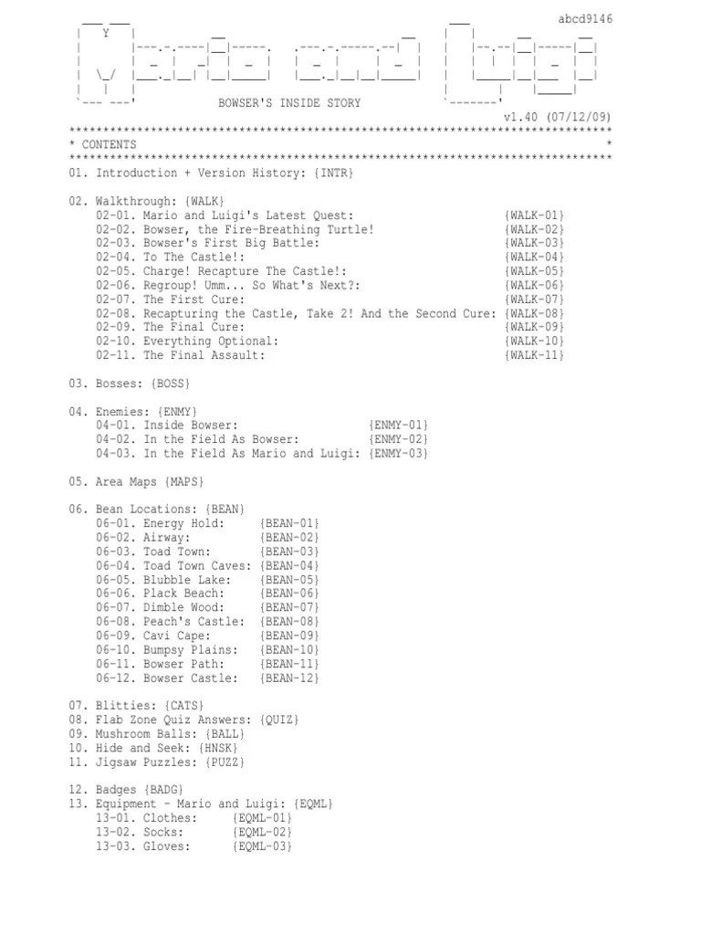Bowser's Inside Story Walkthrough | Download Free PDF | Mario | Nintendo Franchises
