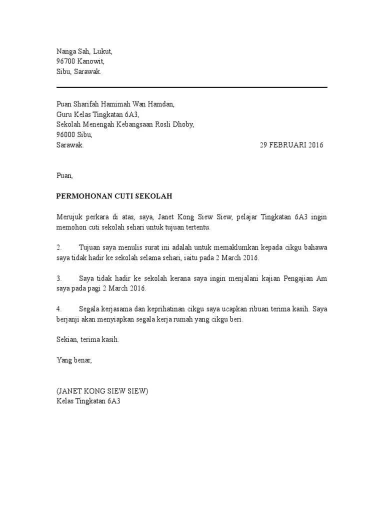 Surat perletakan jawatan sambung belajar via www.scribd.com. Memohon Contoh Surat Rasmi Permohonan Cuti Kerja Nusagates
