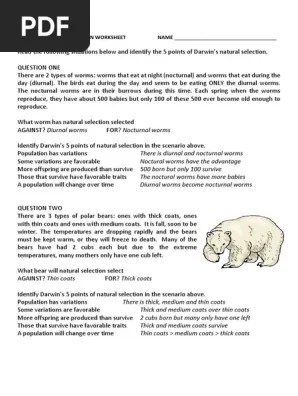 Content updated daily for darwins natural. Darwins Natural Selection Worksheet Key Bears Natural Selection