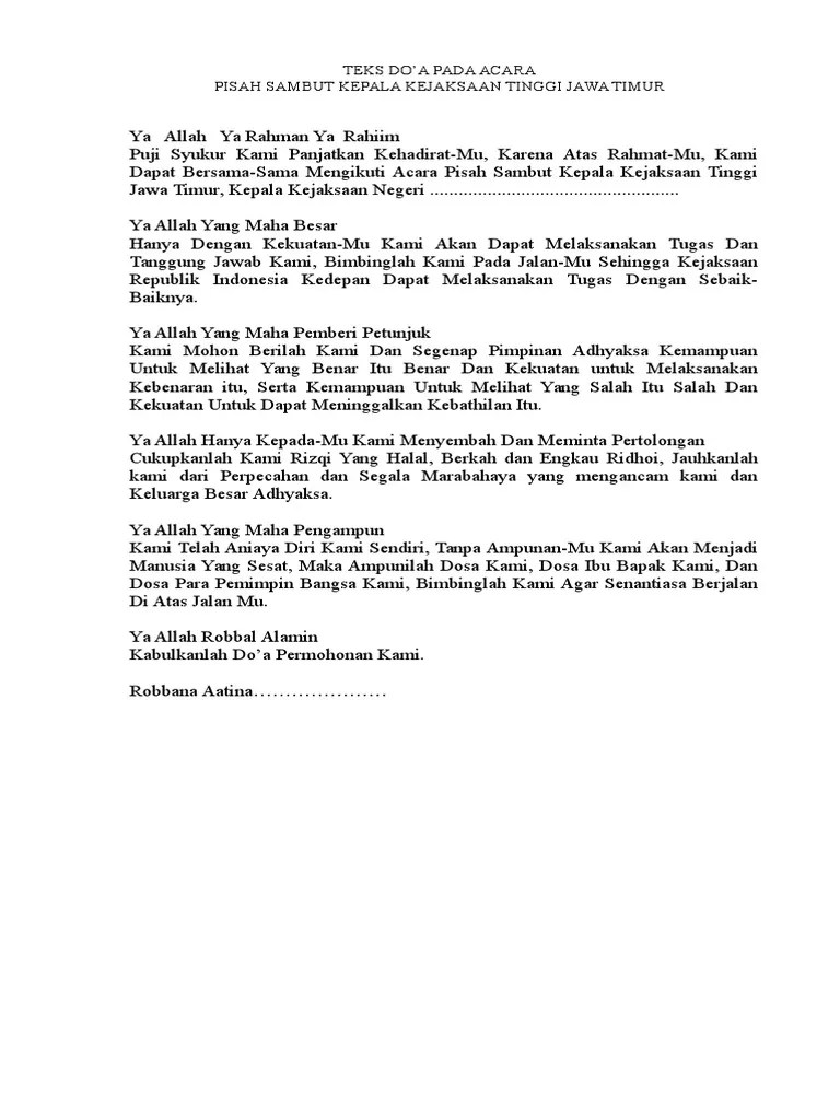 Check more flip ebooks related to teks juruacara perpisahan 2019.docx of sarahbtahmad. Teks Doa Pisah Sambut Pdf