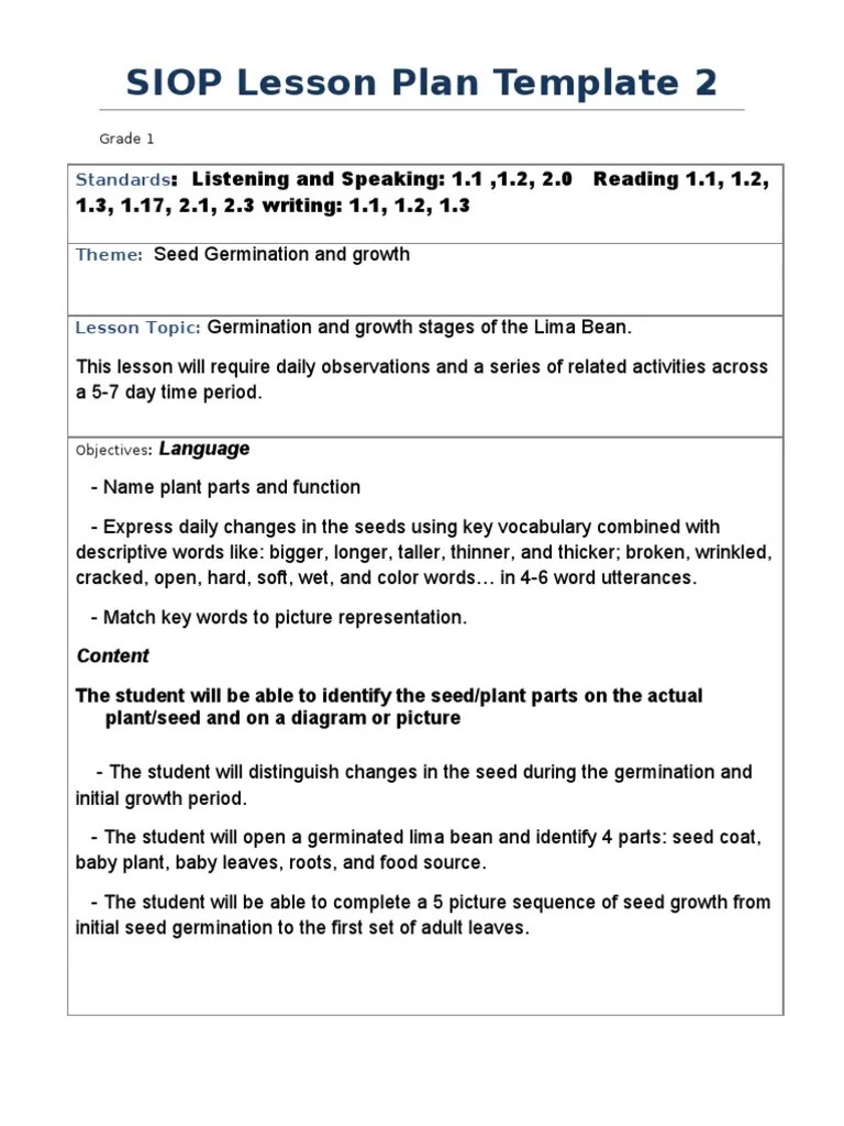 Explore this helpful lesson plan where students will compare objects and use bigger, smaller, and other words to describe their respective attributes. Siop Lesson Plan Sample Pdf Vocabulary Seed