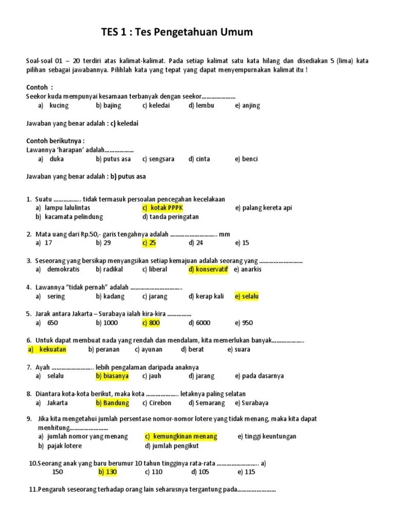 Soal Tes Aptitude Dan Pembahasannya Pdf