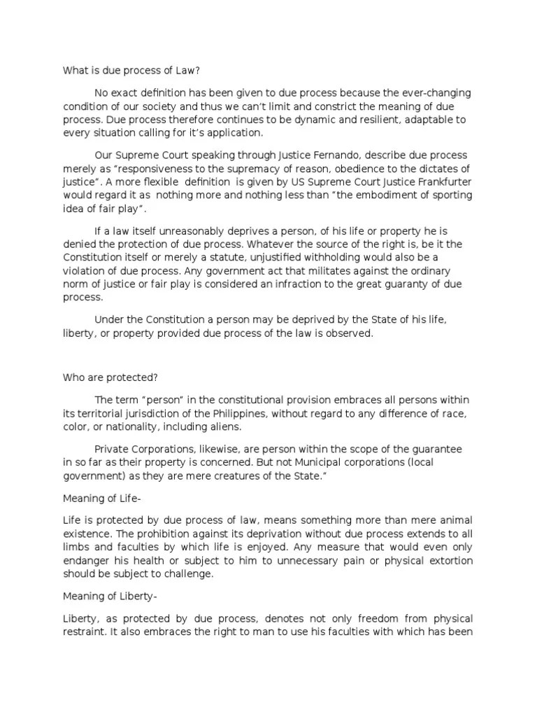 What Is Due Process Of Law | PDF | Due Process Clause | Crime & Violence