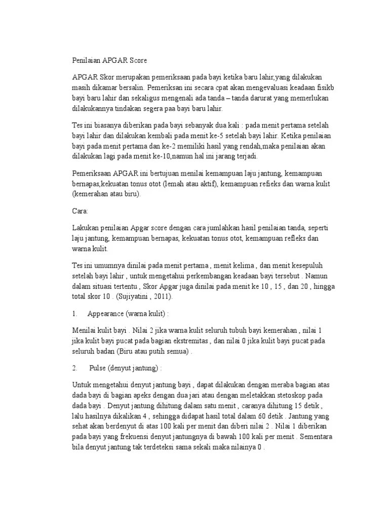 PENILAIAN APGAR SCORE PADA BAYI BARU LAHIR | PDF