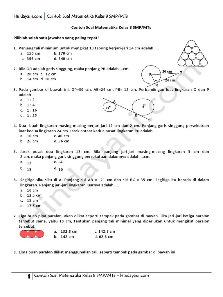 Bisa di print out maupun di akses lewat android dan pc. Contoh-Soal-Matematika-Kelas-8-SMP-MTs.pdf