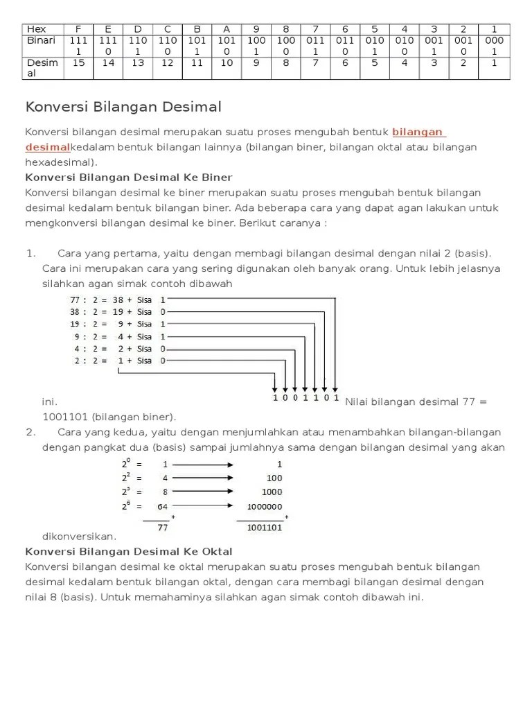Sistem numerik biner (basis dua) memiliki dua nilai yang mungkin, yaitu 0 atau 1, untuk setiap nilai tempat. Konversi Binari Sdkkskdkskd Ksdkskdks Dkskdkskds Skkdksdks Dkskdkskdks Pdf