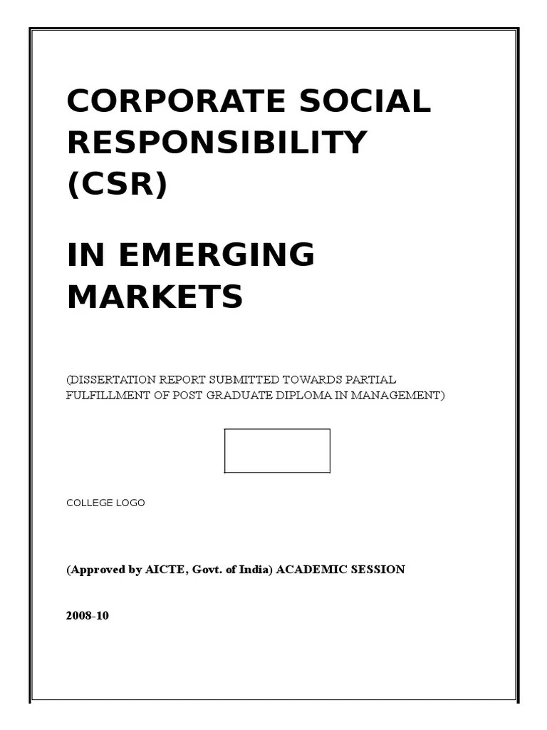 Corporate Social Responsibility (CSR) : In Emerging Markets | PDF | Corporate Social ...